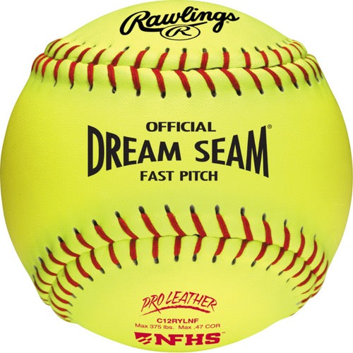 Rawlings Dream Seam NFHS 12” Fastpitch Official Softball, Dozen