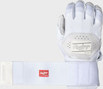 RAWLINGS WHITE WORKHORSE COMPRESSION STRAP BATTING GLOVES, ADULT