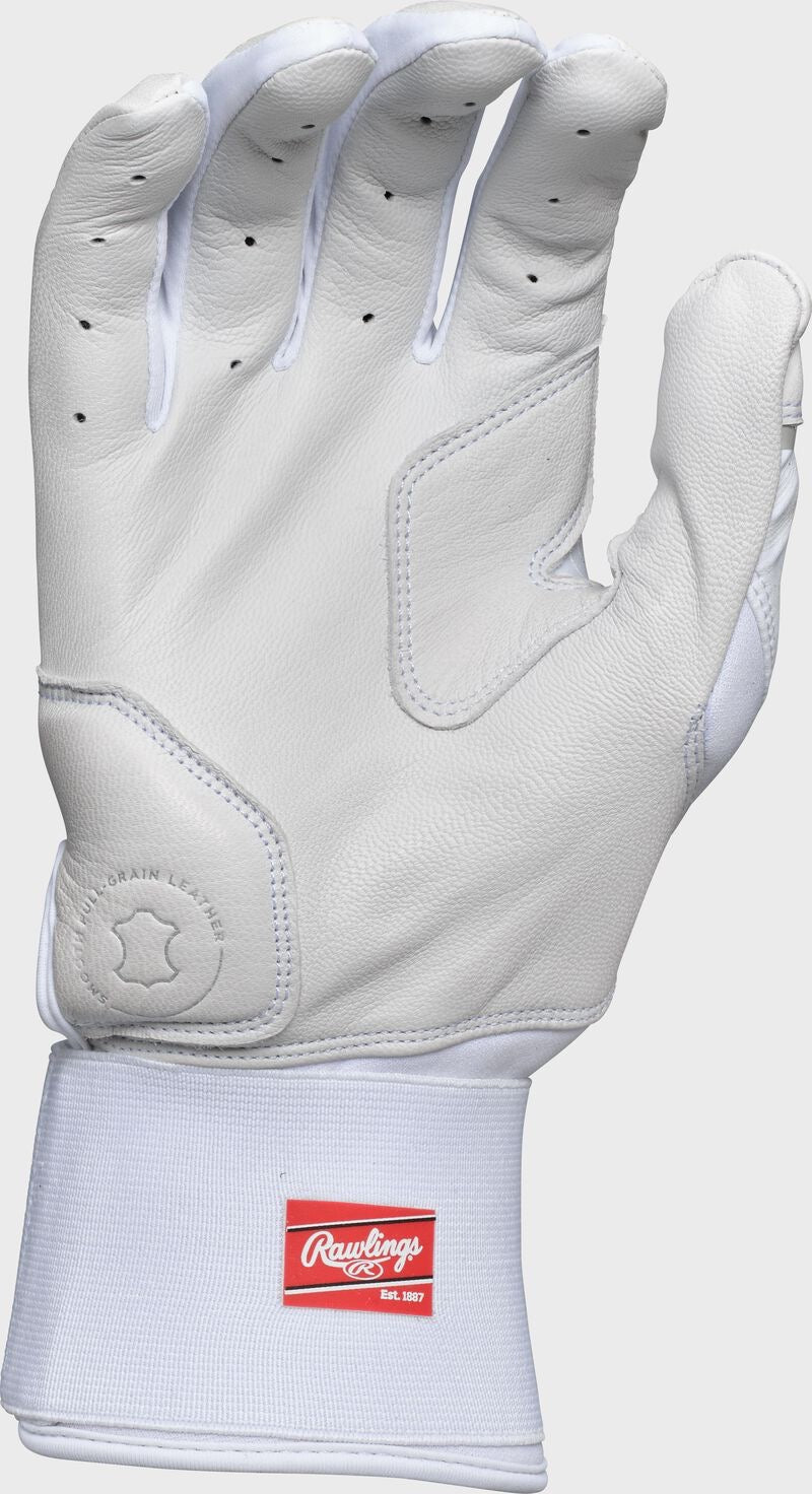 RAWLINGS WHITE WORKHORSE COMPRESSION STRAP BATTING GLOVES, ADULT