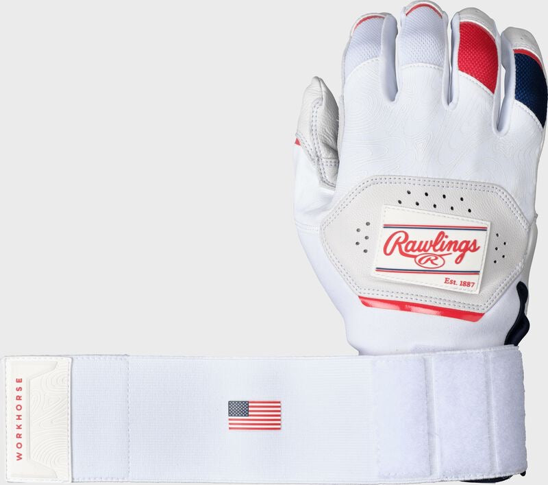 RAWLINGS USA WORKHORSE COMPRESSION STRAP BATTING GLOVES, ADULT