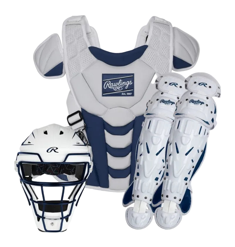 VELO NAVY FASTPITCH CATCHER'S SET, SMALL, MEDIUM, LARGE