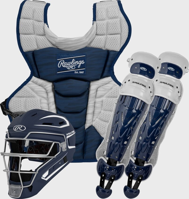 RAWLINGS VELO 2.0 BLACK BASEBALL CATCHER'S SET, ADULT, INTERMEDIATE, YOUTH