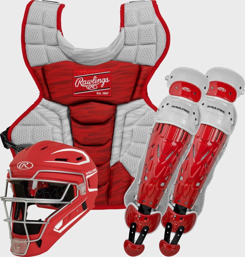 RAWLINGS VELO 2.0 BLACK BASEBALL CATCHER'S SET, ADULT, INTERMEDIATE, YOUTH