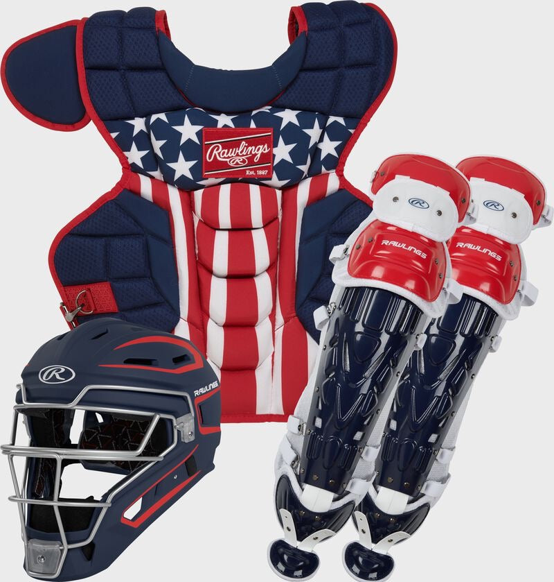 RAWLINGS VELO 2.0 BLACK BASEBALL CATCHER'S SET, ADULT, INTERMEDIATE, YOUTH